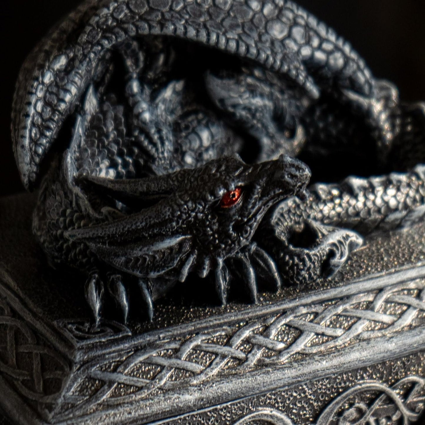 Pacific Giftware Celtic Dragon Jewelry Box – Mythical Winged Guardian Decorative Trinket Holder, Medieval Alchemy Design, Perfect for Dungeons & Dragons Collectibles, 5" L x 4.5" H