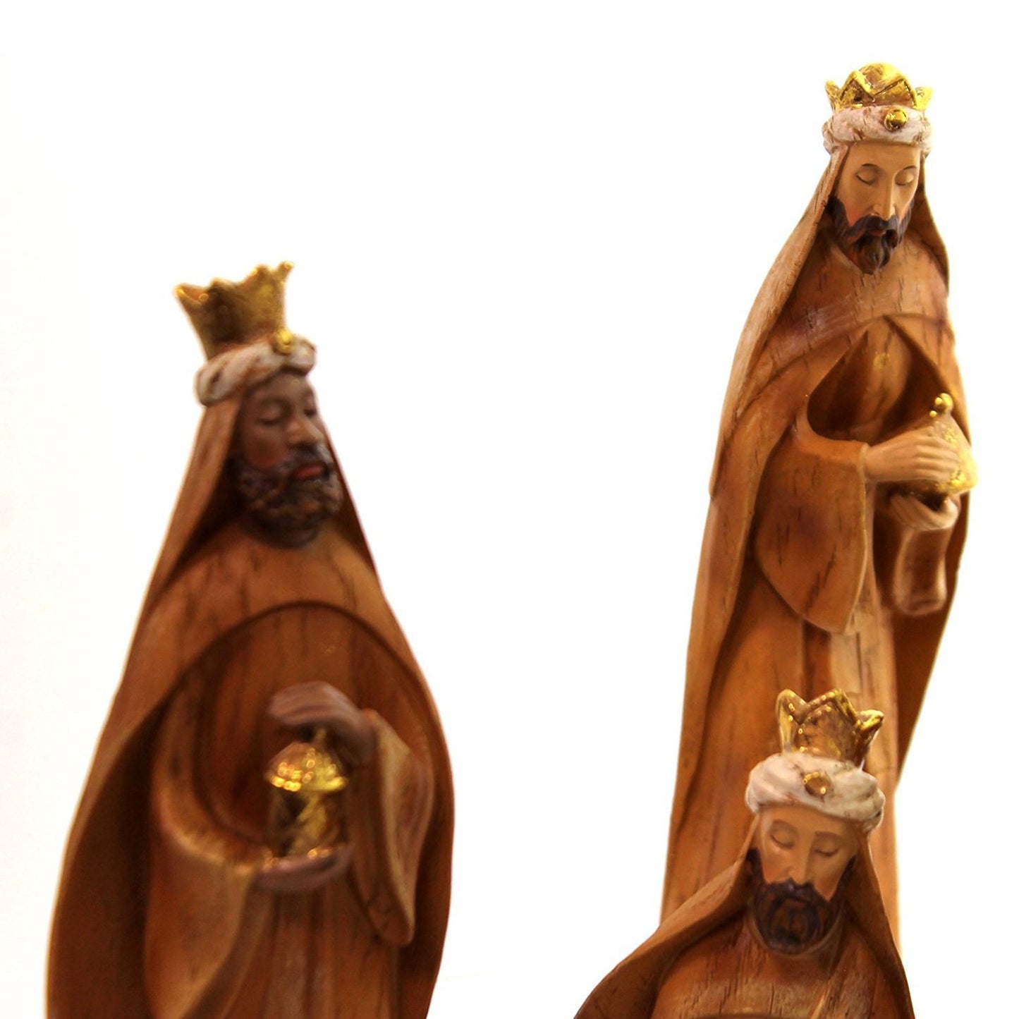 Roman 31378 9pc SET 12" Carved Nativity with Scene Back Drop, Faux Wood Grain