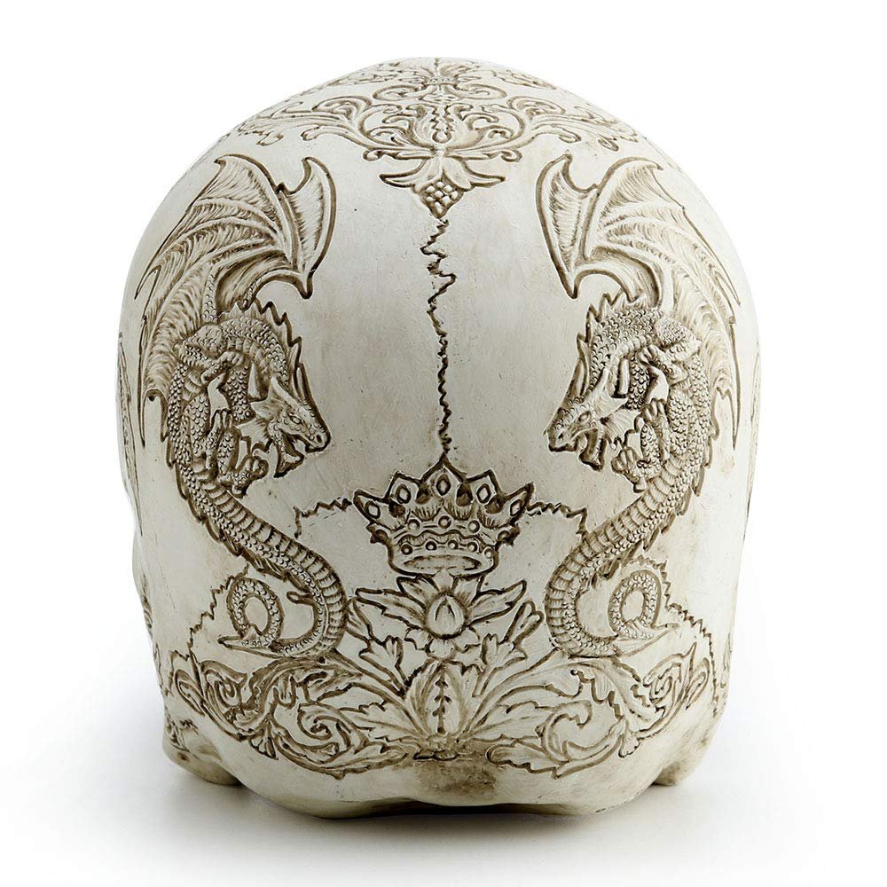 Veronese Design 5.4 Inch Thistle Flying Dragon Coat of Arms Skull Color Resin Statue Tabletop Figurine