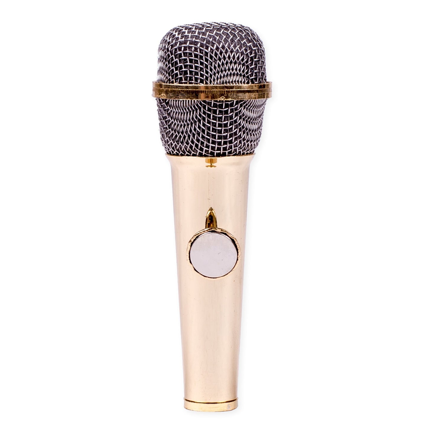 Microphone Miniature Replica Metallic Gold Tone 1 x 3 Resin Refrigerator Magnet