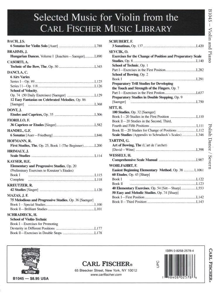 Polish Dance, violin; Edmund Severn (Carl Fischer)