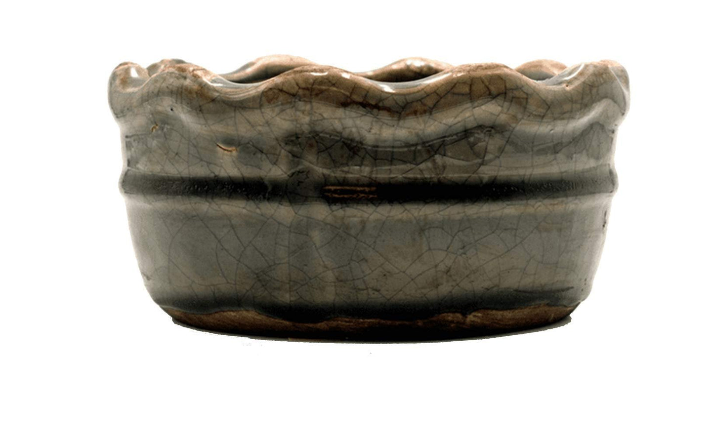 Swan Creek Bourbon Maple Sugar Ruffled Bowl Candle (Color: Steel Grey)