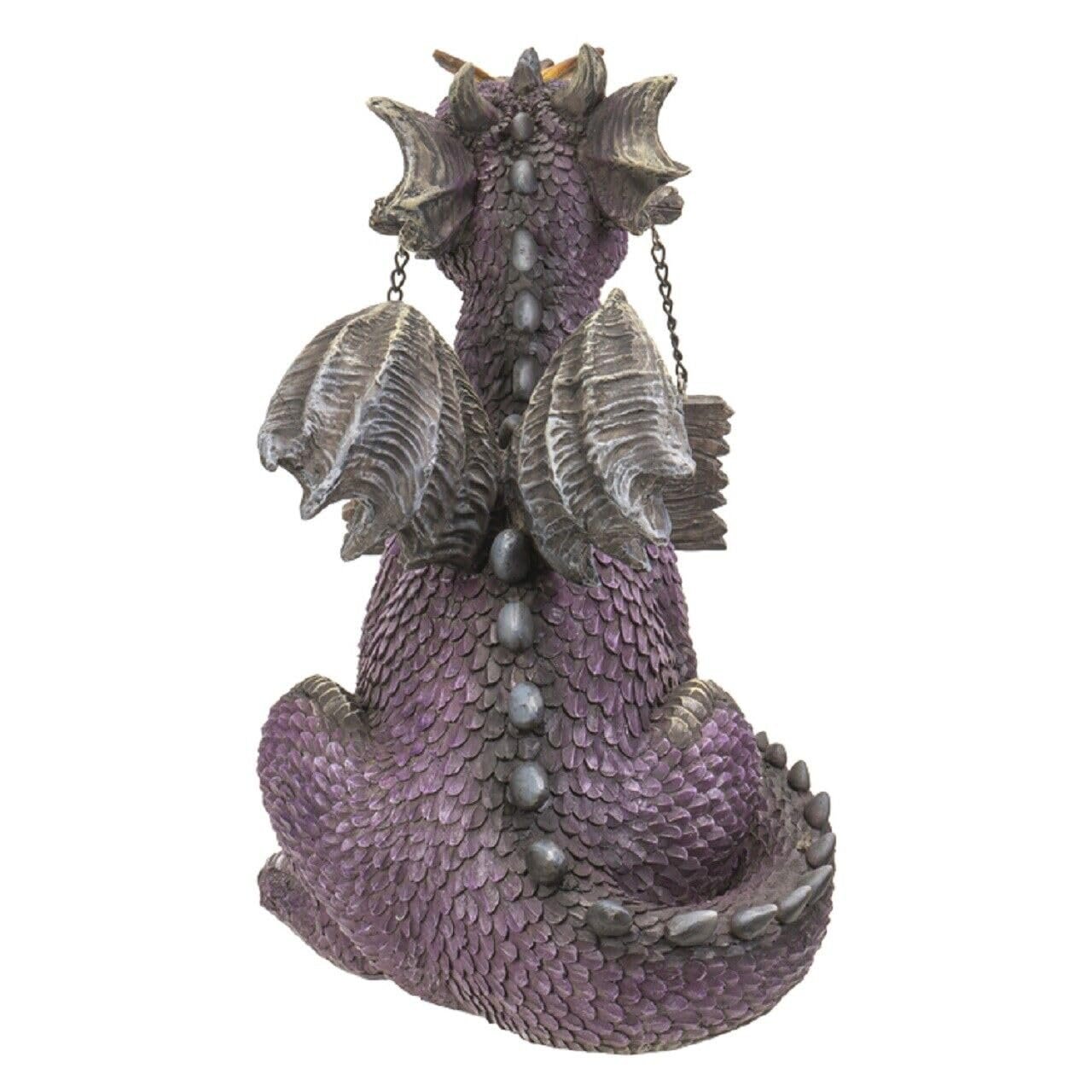 Pacific Trading Purple Dragon with Welcome Sign Figurine 9.8 Inch