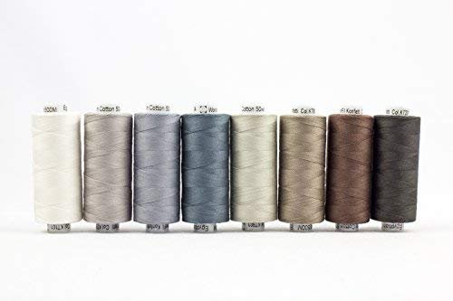 WonderFil, Specialty Threads, Konfetti, 3-Ply 100% Long Staple Double-Gassed Egyptian Cotton Thread, Sand & Sea Glass - Set of 8