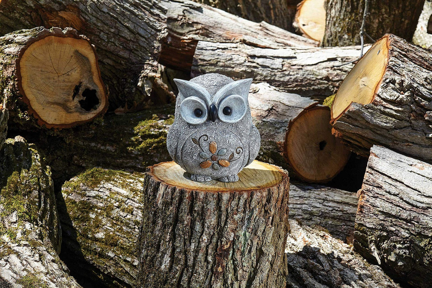 Roman 7.75" H Pebble Owl Statue Pudgy Pals, Garden Decor, Garden Gift