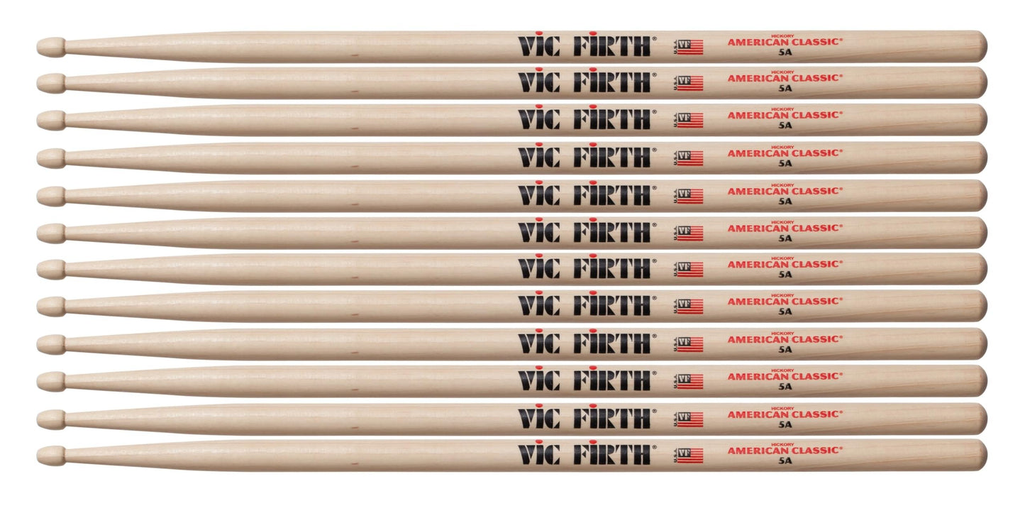 Vic Firth American Classic 5A Drumsticks - Pack of 6 Pairs