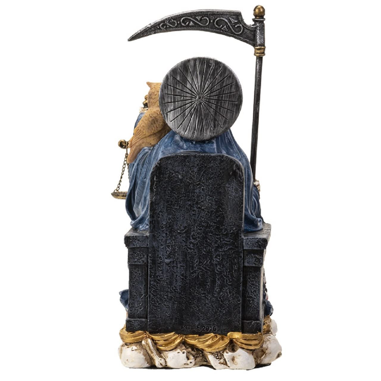 Pacific Giftware Pacific Trading Sitting Santa Muerte Blue Gown with Owl Figurine Death 9 Inch