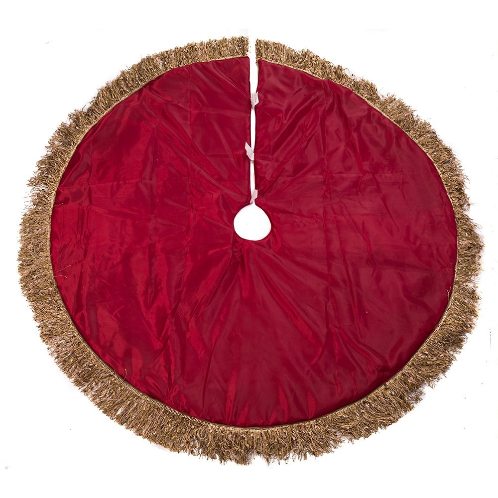 Kurt Adler Tassel Border Tree Skirt Burgundy