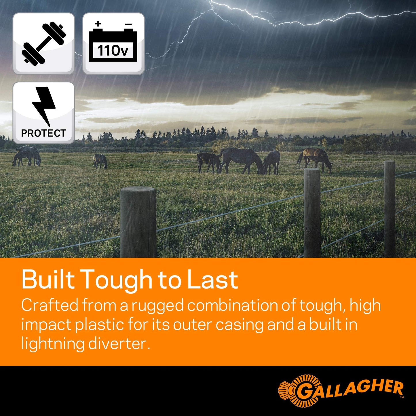 Gallagher M160 Electric Fence Charger | Powers Up to 30 Miles / 100 Acres of Clean Fence | 1.6 Joules, 110 Volt Energizer | Unbeatable Reliability | Tough Outer Casing Mounting