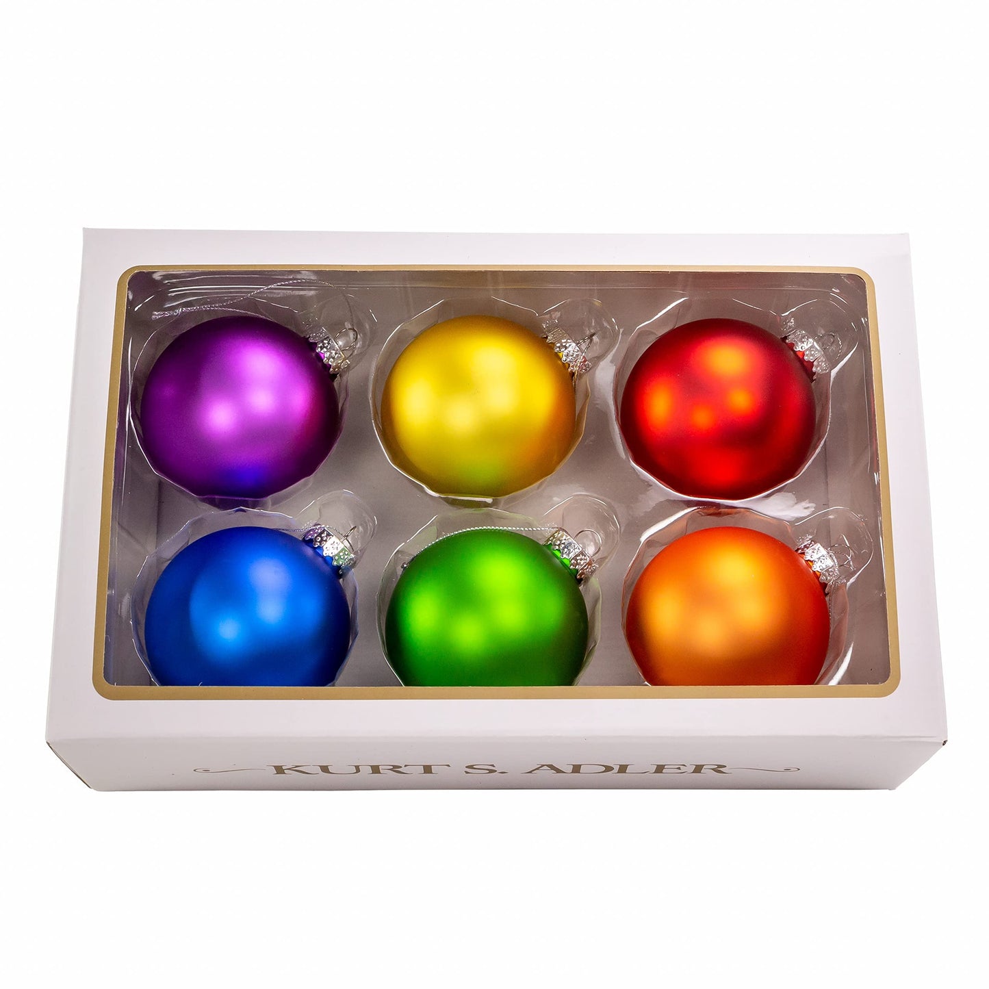 Kurt Adler 80MM Glass Matte Pride 6-Piece Ball Ornament Set