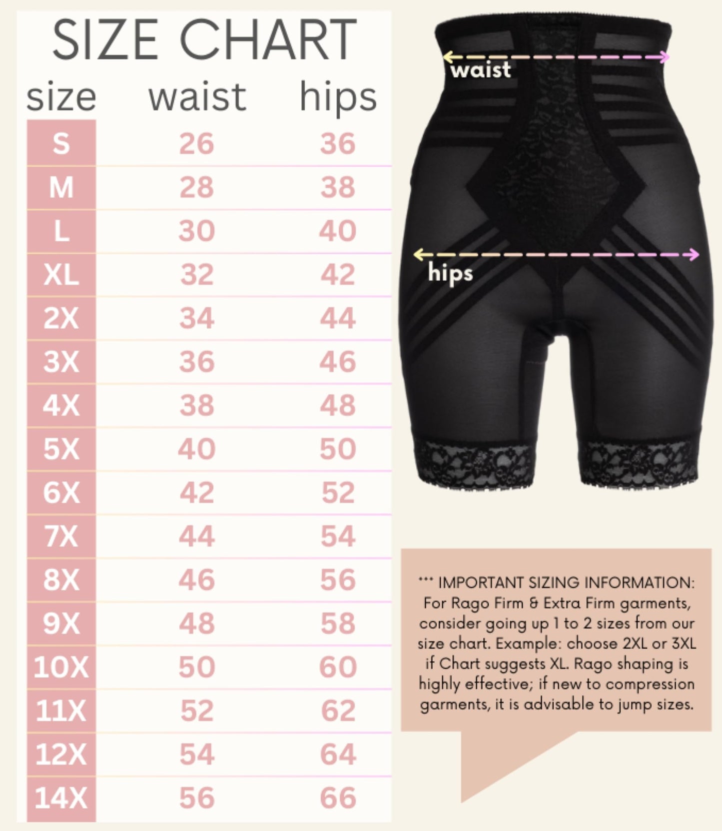 6209 High Waist Thigh Shaper | Size Sm - 15X | Made in USA | Flex Fit | No Top Roll | Firm - Extra Firm Tummy-Thigh Control