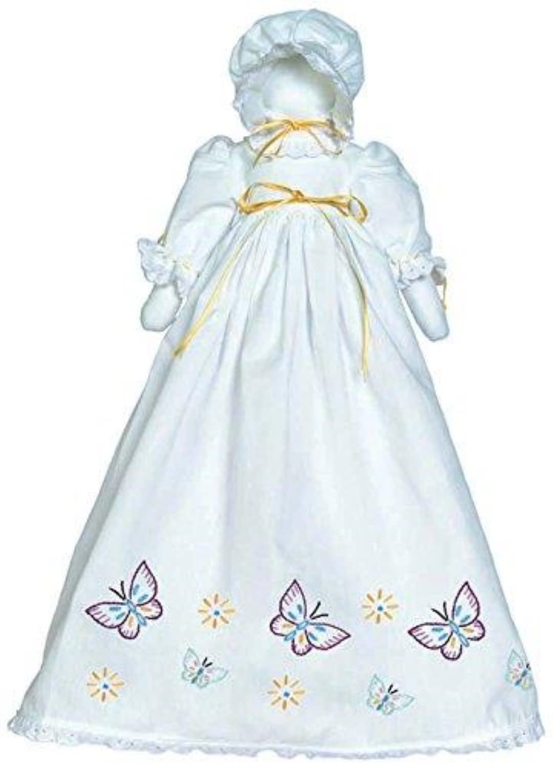 Jack Dempsey Needle Art Jack Dempsey Stamped White Pillowcase Doll Kit, Butterflies Galore