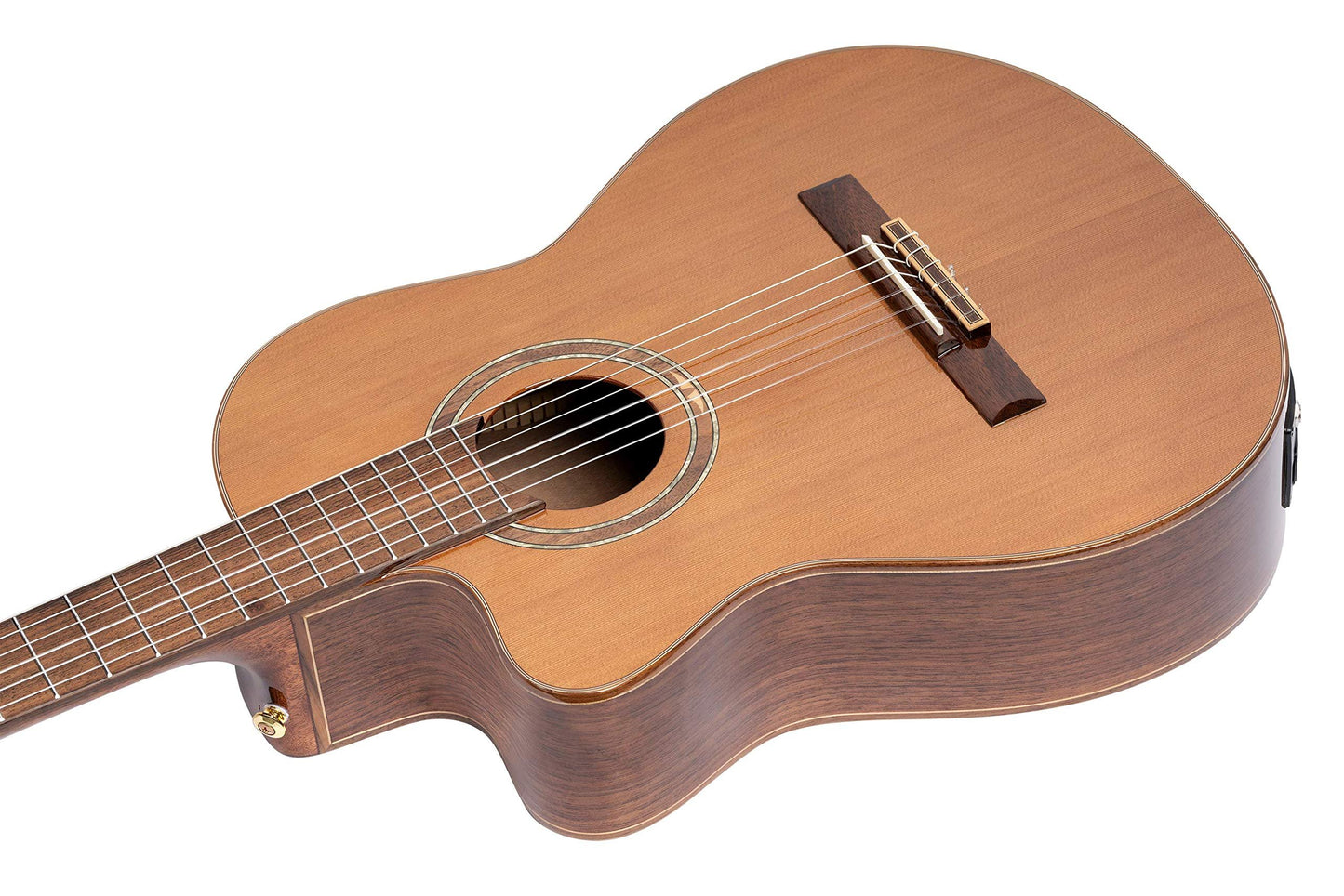 Ortega Guitars 6 String Performer Series Left-Handed Solid Top Medium Neck Acoustic-Electric Nylon Classical Guitar w/Bag, (RCE159MN-L)