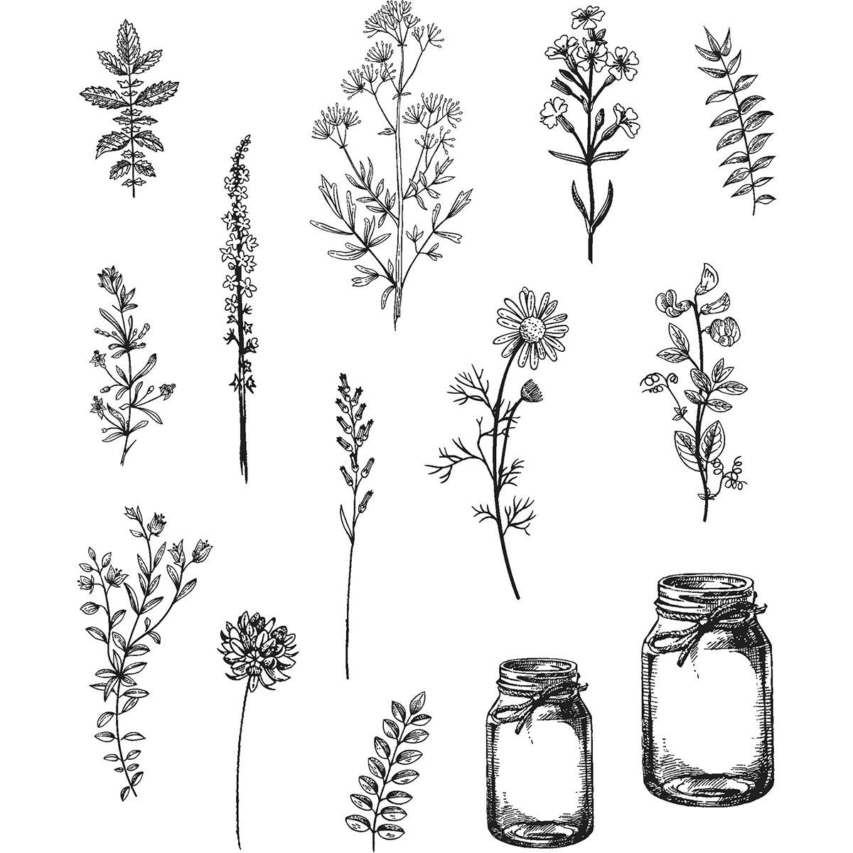 Art Gone Wild AGCMS297 Tim Holtz Flower Jar Cling Rubber Stamp Set, Synthetic Material, Multi-Colour, 24.5 x 18 x 0.6 cm