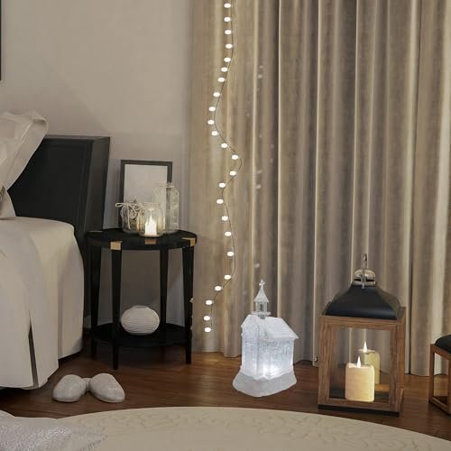 Christmas by Roman Inc., Confetti Lites Collection, 10.25" H LED Swirl Confetti Light Dome Church, Lantern, Snow Globe, Holiday Home Décor, Santa, Cardinal, Nutcracker, Snowman, Reindeer (10x6x7)