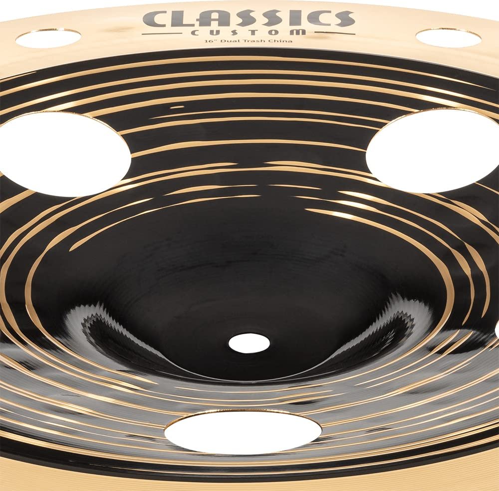 Meinl Cymbals Classics Custom Dual 16" Trash China Cymbal with Holes, Dark and Brilliant Finish — Made in Germany — for Rock, Metal and Fusion, 2-Year Warranty, (CC16DUTRCH)