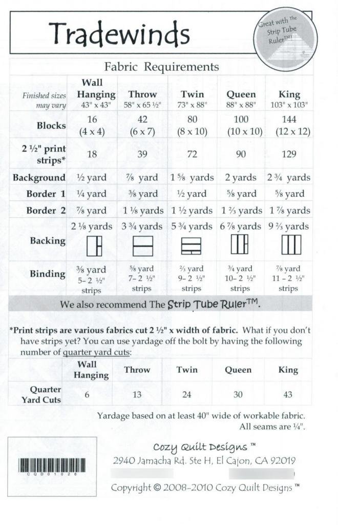 Trade Winds Tradewinds Quilt Pattern, Jelly Roll 2.5 Inch Strip Friendly, 5 Finished Size Options Cozy Quilt Designs