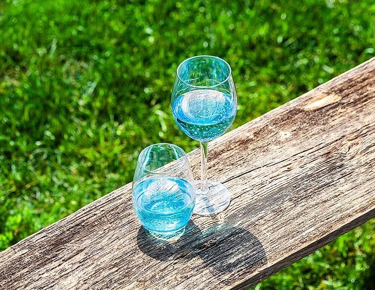 Abbott Collection 27-Sardinia-SG Fish Cut Stemless Goblet, Blue/Clear