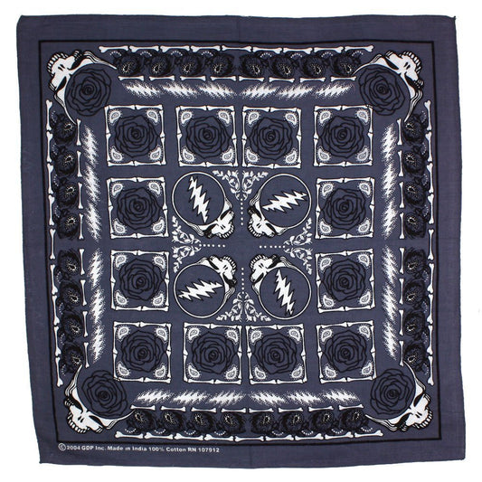 Sunshine Joy Grateful Dead Skull & Roses Bandana Grey