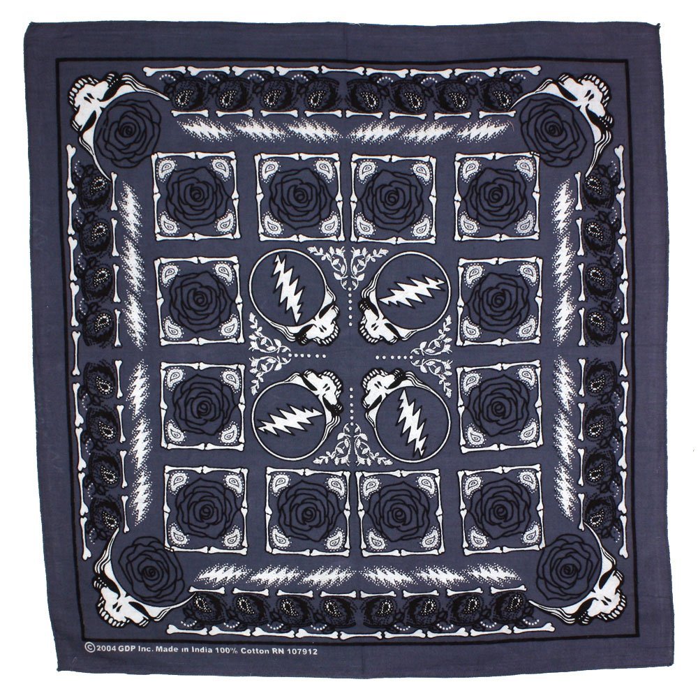 Sunshine Joy Grateful Dead Skull & Roses Bandana Grey
