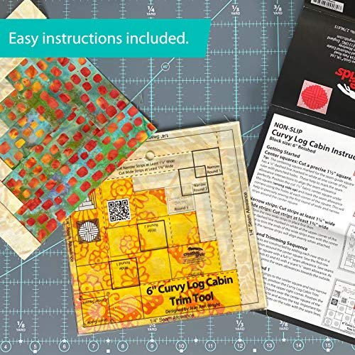 Creative Grids Curvy Log Cabin Trim Tool 6in Finished Blocks Quilt Ruler - CGRJAW6