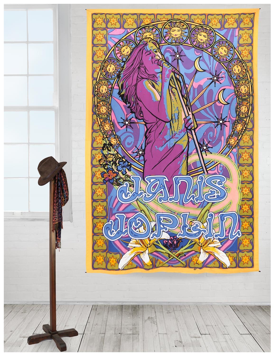 Sunshine Joy Janis Joplin Tapestry Hippie Wall Art Huge 60x90 Inches