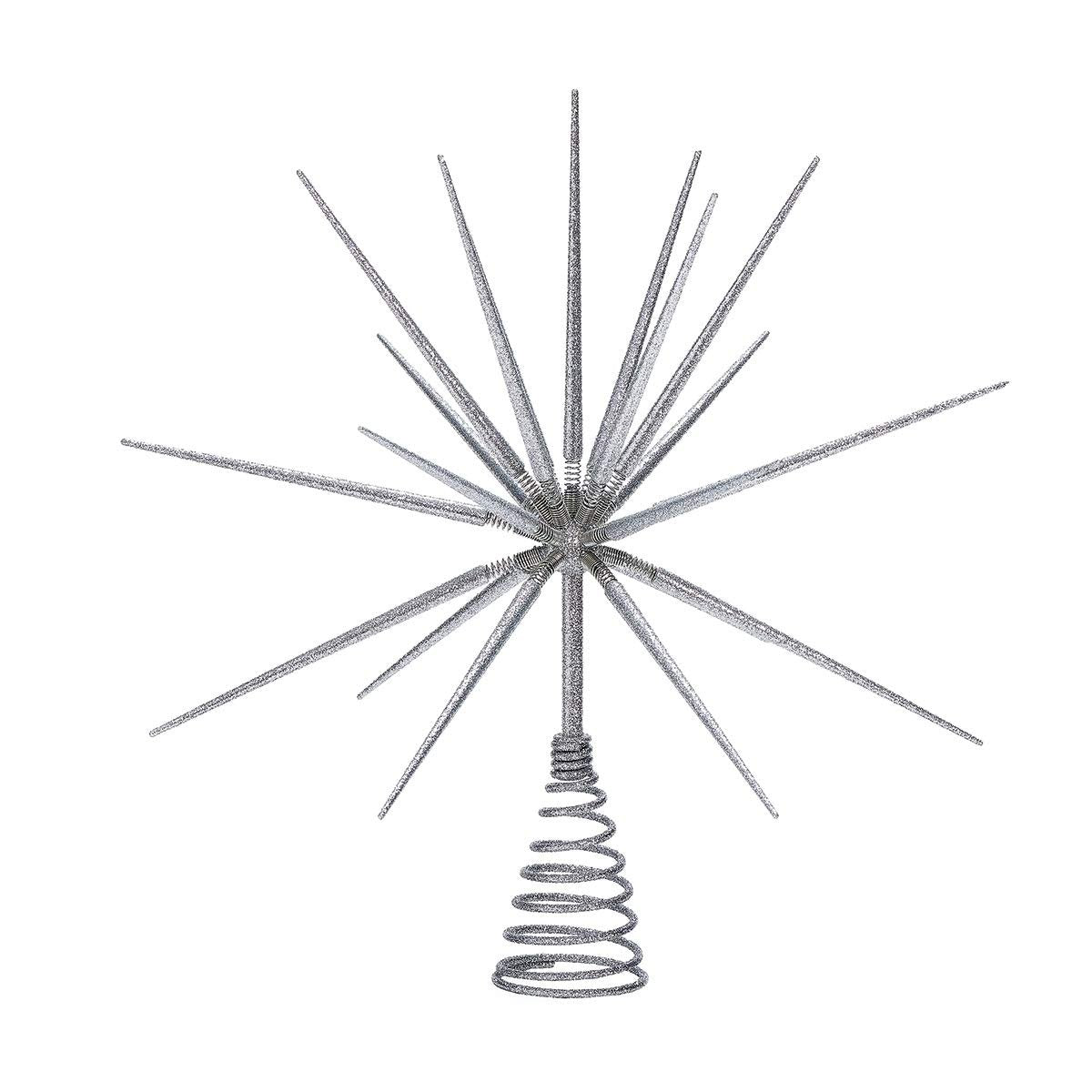 Roman 133173 Silver Burst Tree Topper with Spike on Spring, 15 inch