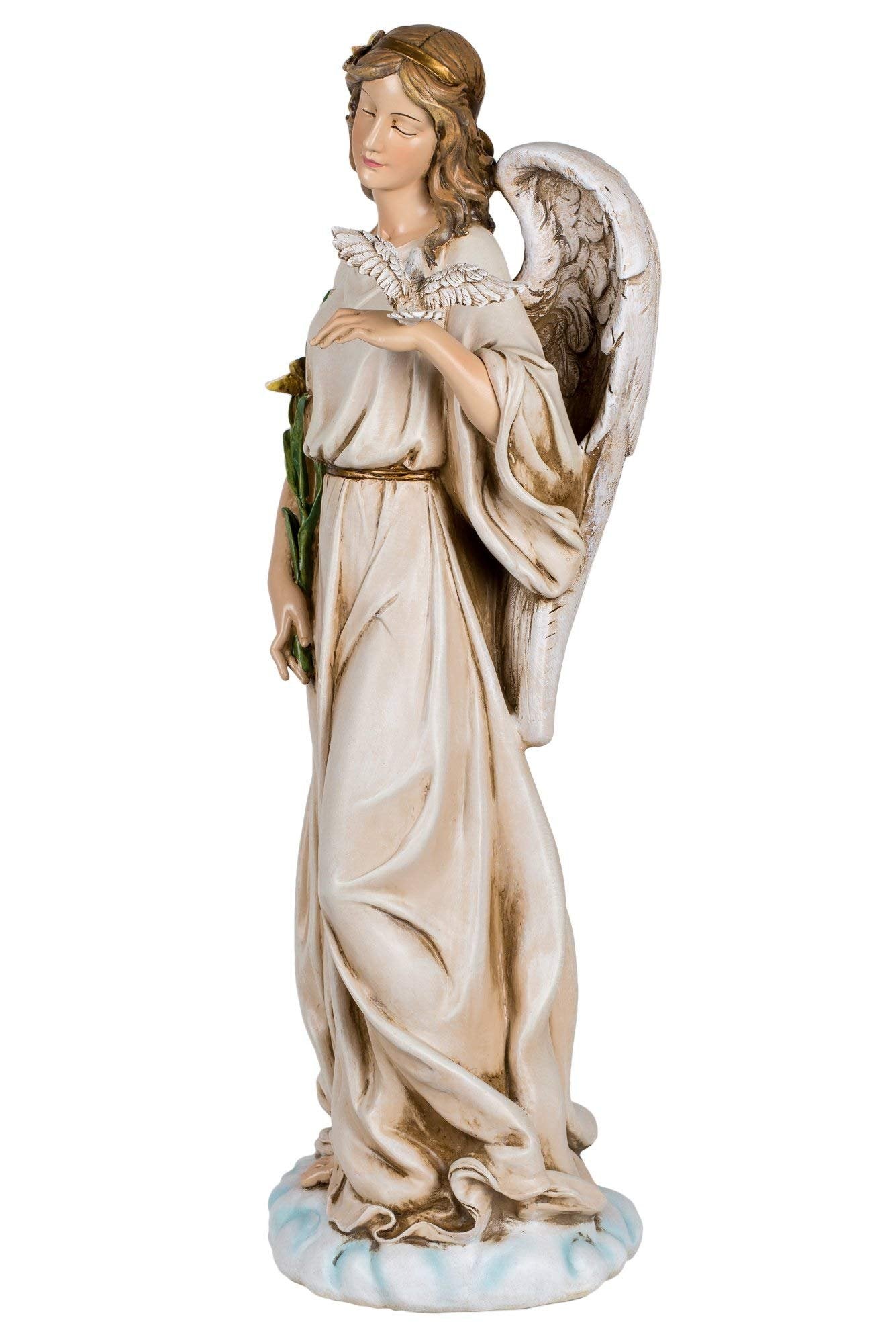 Joseph's Studio Angel with Dove Garden Statue – 24.5" Tall Religious Outdoor Décor – Inspirational Resin Yard Sculpture for Garden or Memorial