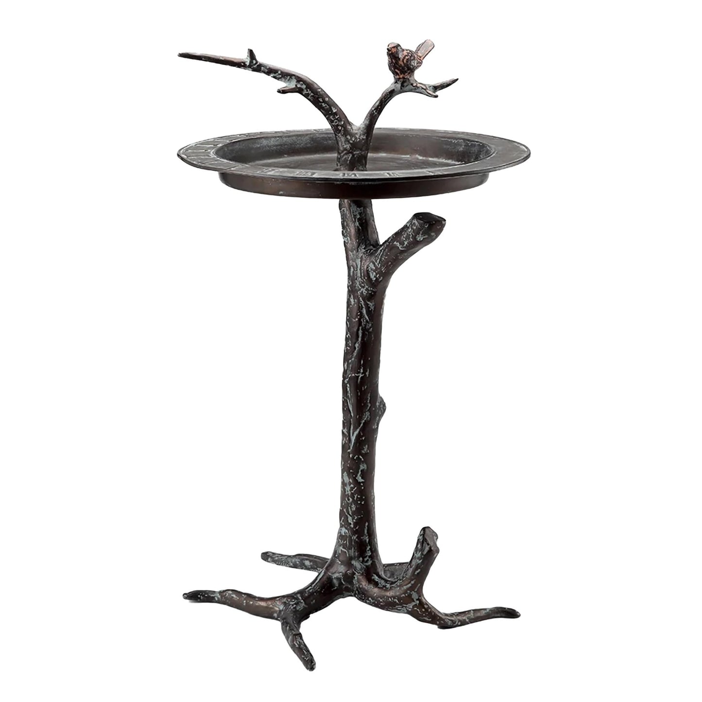 SPI Home Cast Aluminum Bird & Twig Sundial Birdbath 26.5 In High, bronze
