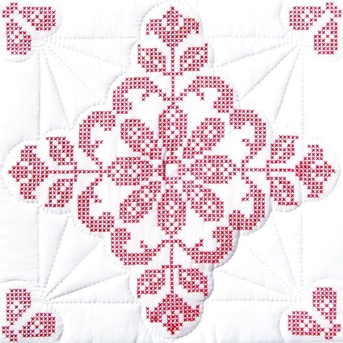 Jack Dempsey Needle Art 732282 XX Williamsburg 6-Quilt Block, 18-Inch by 18-Inch, White