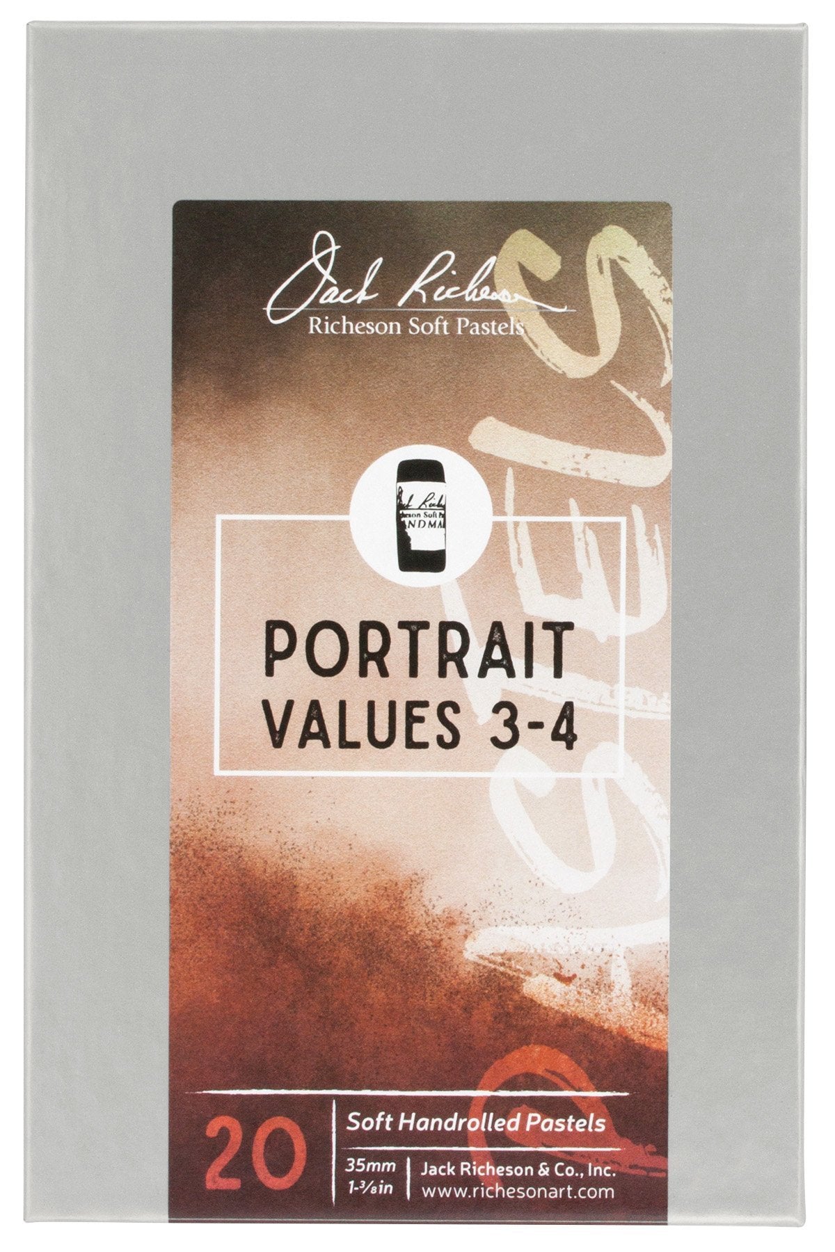 Jack Richeson 422938 Hand Rolled Soft Pastels Values 3-4 20 Piece Portrait Set