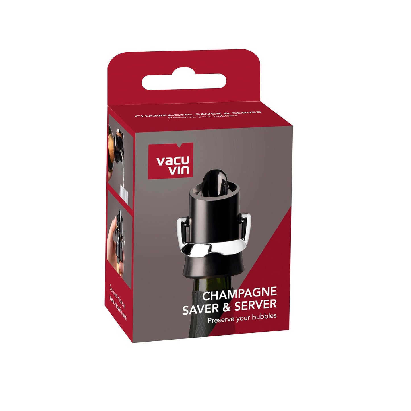 Vacu Vin Premium Champagne Bottle Stopper & Server - Preserve Bubbles for Up to a Week with Airtight Seal - Easy To Use, No Spill & Non-Drip Pouring - Kitchen Bar Counter Essentials