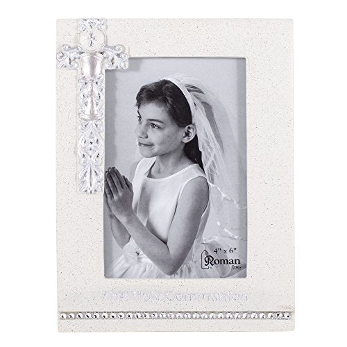 Roman Giftware Inc., Sacraments, First Communion, 8" H Communion Frame 4x6 Silver,Religious, Inspirational, Durable (6x1x7)