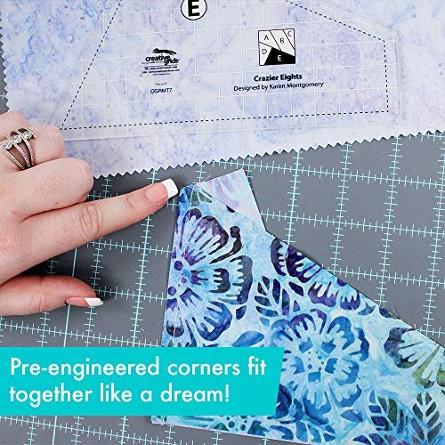 Creative Grids Crazier Eights Template and Quilt Ruler – CGRMT7 – Made in USA, 6in x 9in, Non-Slip Grip Acrylic Quilting, Sewing, Crafting, Patchwork Ruler & Template