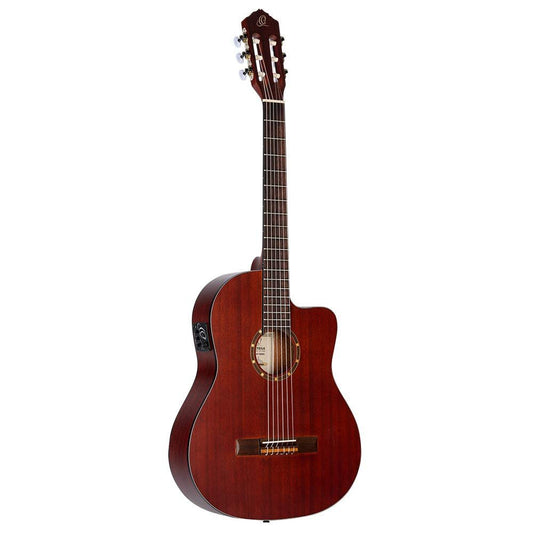 Ortega Guitars Family Series Thinline Acoustic-Electric Nylon Classical 6-String Guitar w/Bag, Right (RCE125MMSN)
