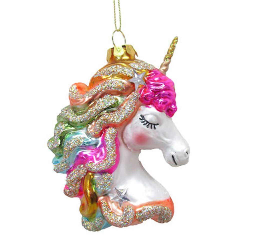 December Diamonds 79-81353 Glass and Resin Rainbow Unicorn Hanging Ornament 4.5 Inches