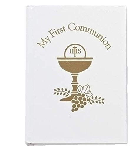 Giftware by Roman Inc, Sacraments, First Communion, 5" H White W/Gold Chalice Book,Religious, Inspirational, Durable (5x3x1)