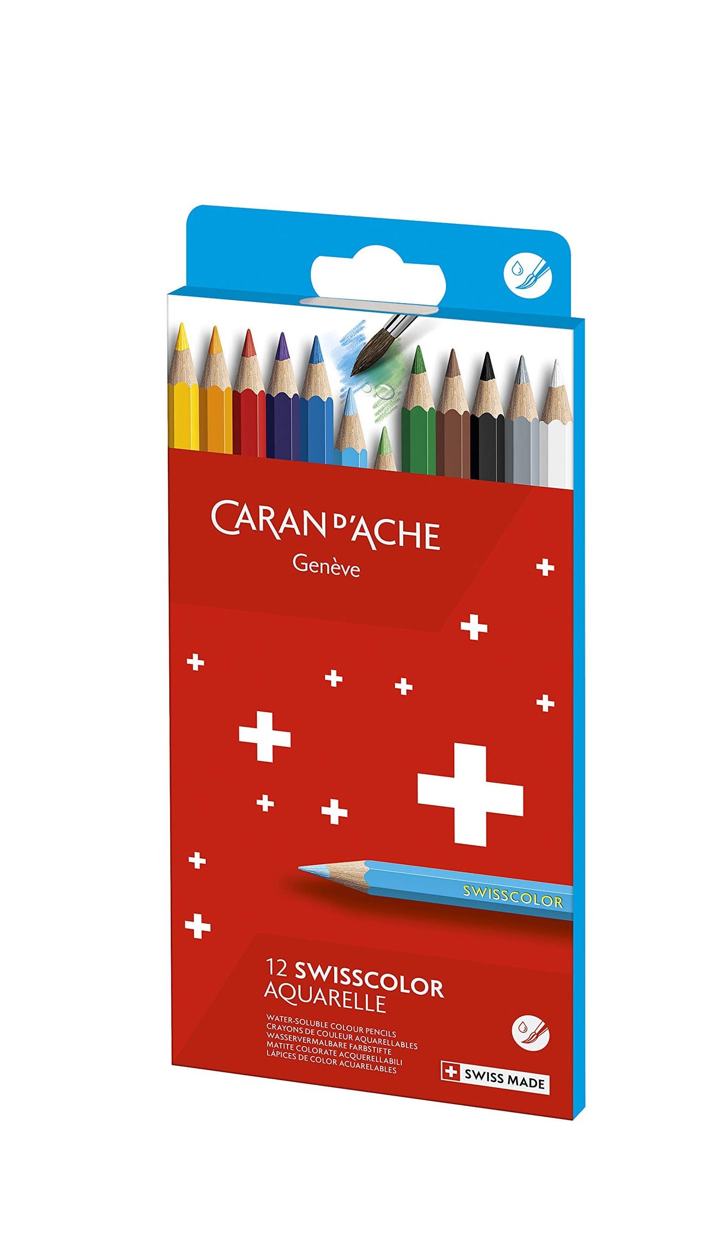 Caran D'Ache Swisscolor Cardboard Watercolor Pencil 12 Colors