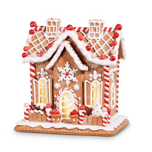 RAZ Imports Jingle & Cocoa Lighted Gingerbread House, 9"