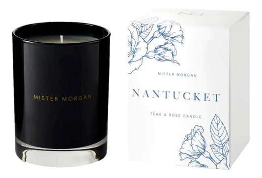 Niven Morgan, Nantucket, Teak and Rose Candle, 11 Ounces