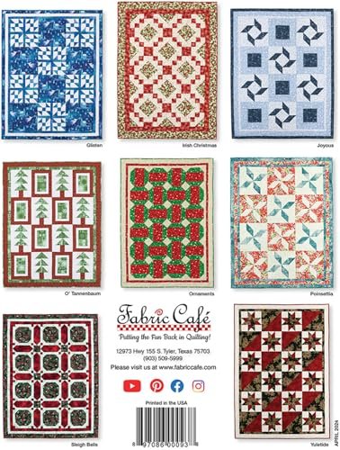 Fabric Cafe Quick Christmas 3-Yard Quilts Pattern - 8 Festive Designs for Lap, Twin, and Queen/King Sizes