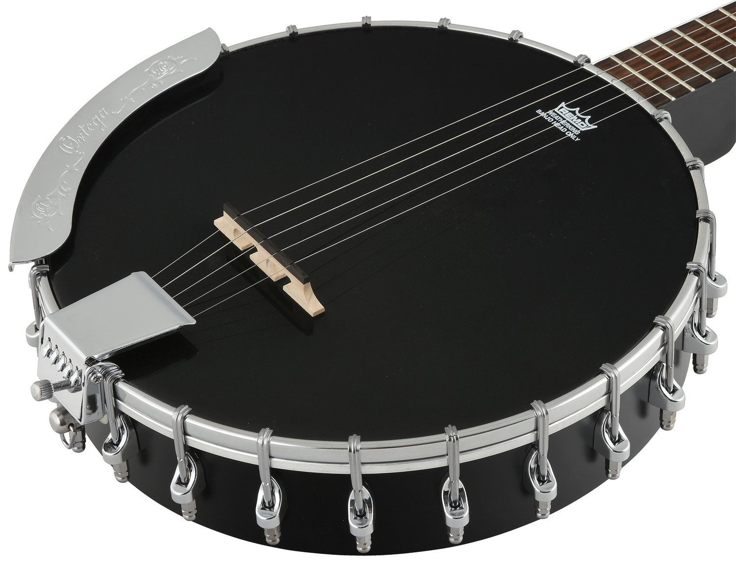 Ortega Guitars Raven Series 5-String Open Back Acoustic-Electric Banjo w/Bag, Right (OBJE250OP-SBK)