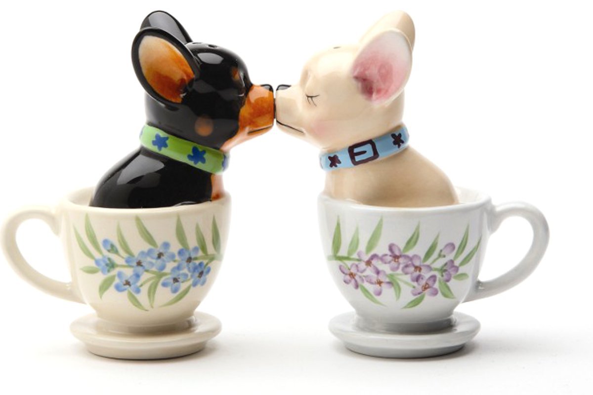 Pacific Trading 1 X Tea Cup Pups Magnetic Salt & Pepper Shaker Set S/P, Ceramic
