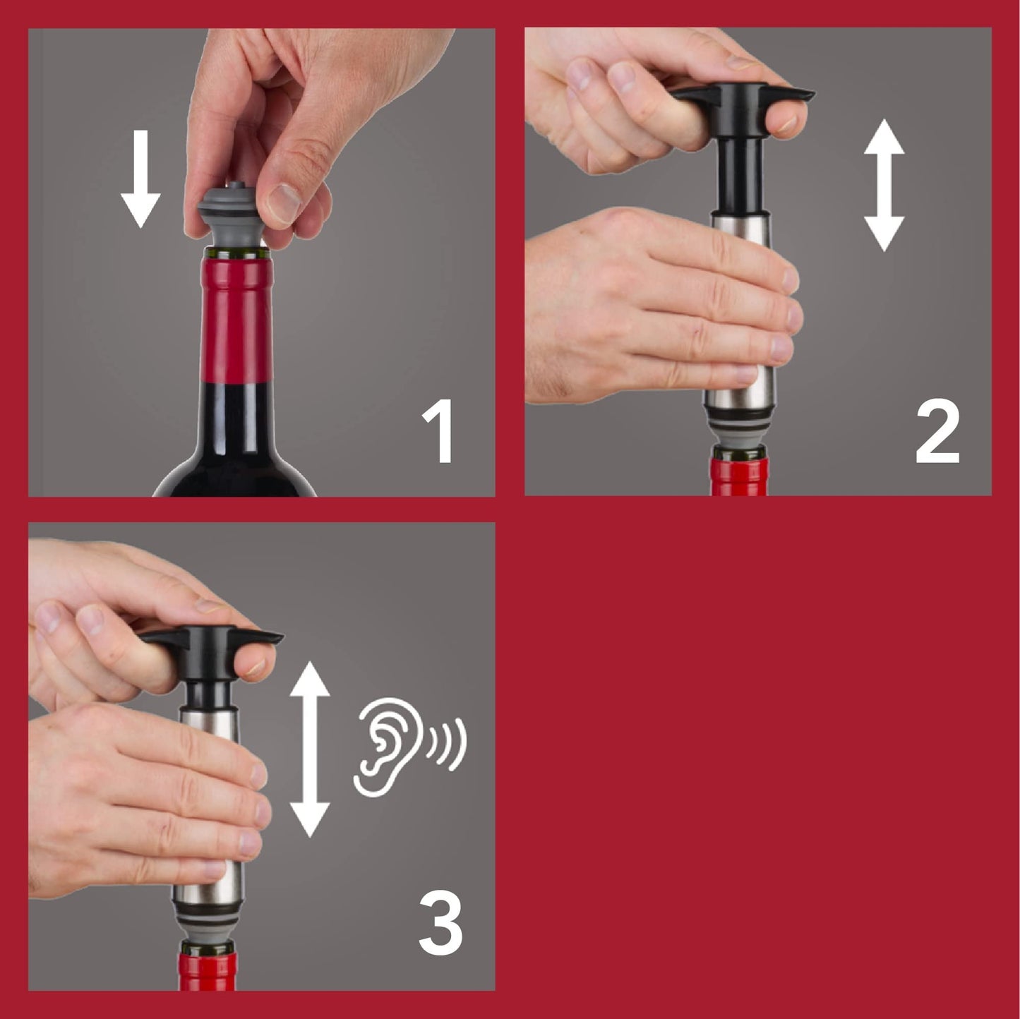 Vacu Vin Wine Saver Pump with Vacuum Stopper - Keeps Wine Fresh Up to 10 Days - Reusable - Made in Netherlands