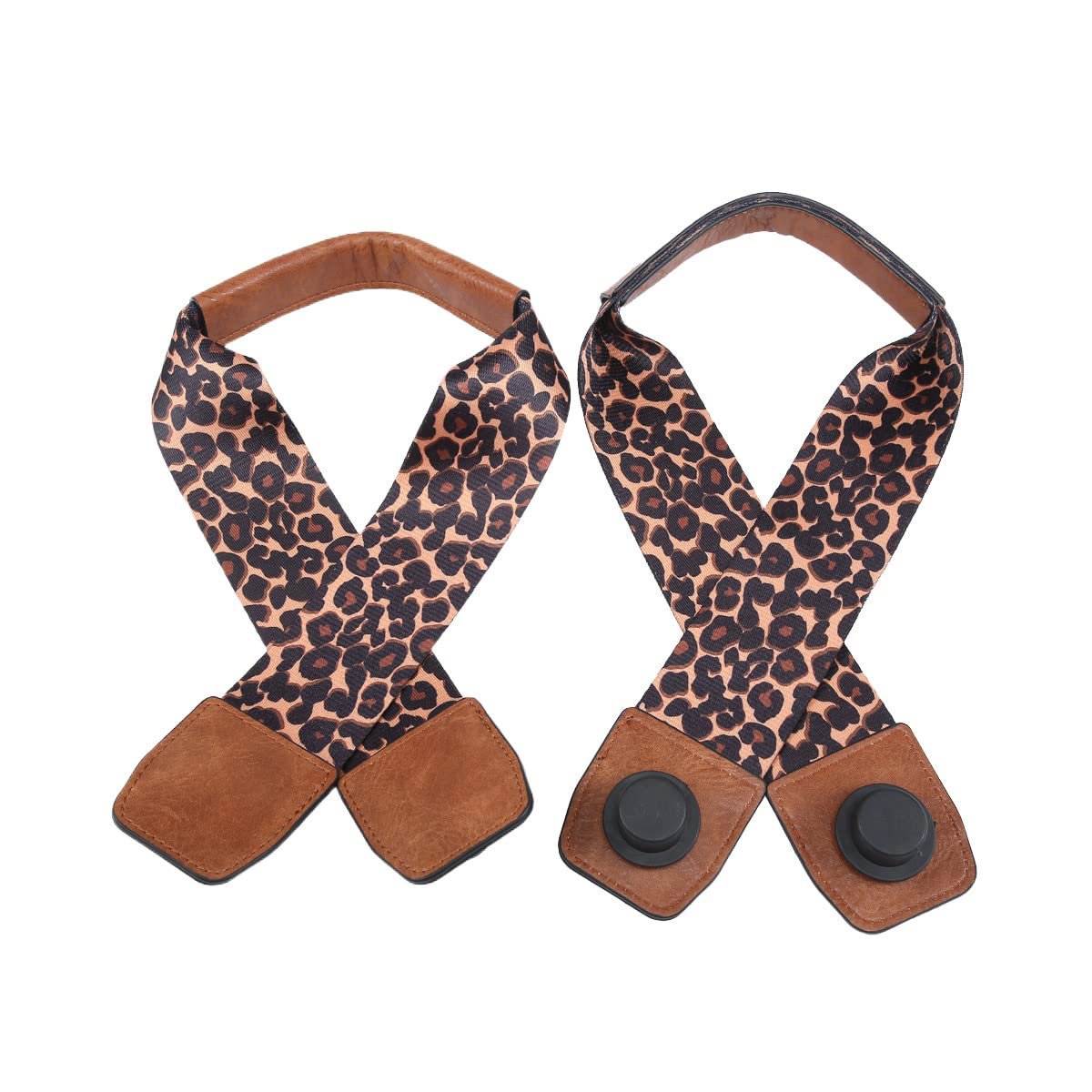 Jen & Co. Versa Tote Guitar Straps in Leopard - Stylish Nylon and Vegan Leather Strap for Tote Bag, Large Handbag Purse Straps, Replacement Beach Tote Strap