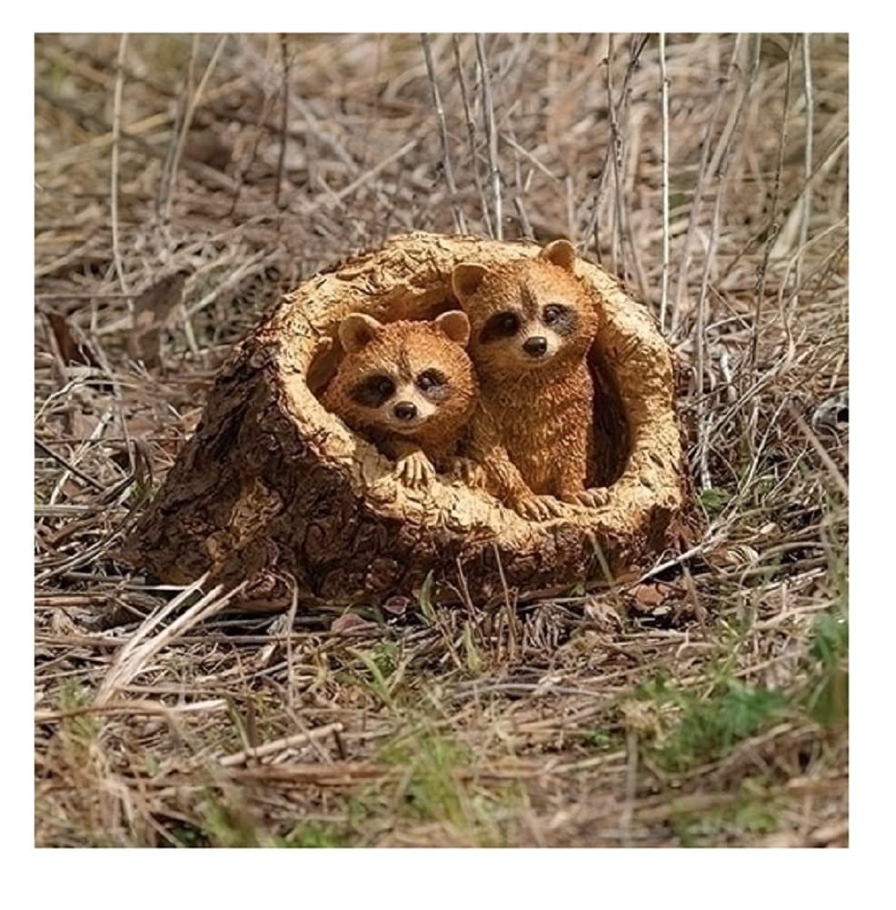 Roman Giftware Inc., Garden Collection, 7.75" H Raccoons Statue,Religious, Inspirational, Durable (11x8x7)