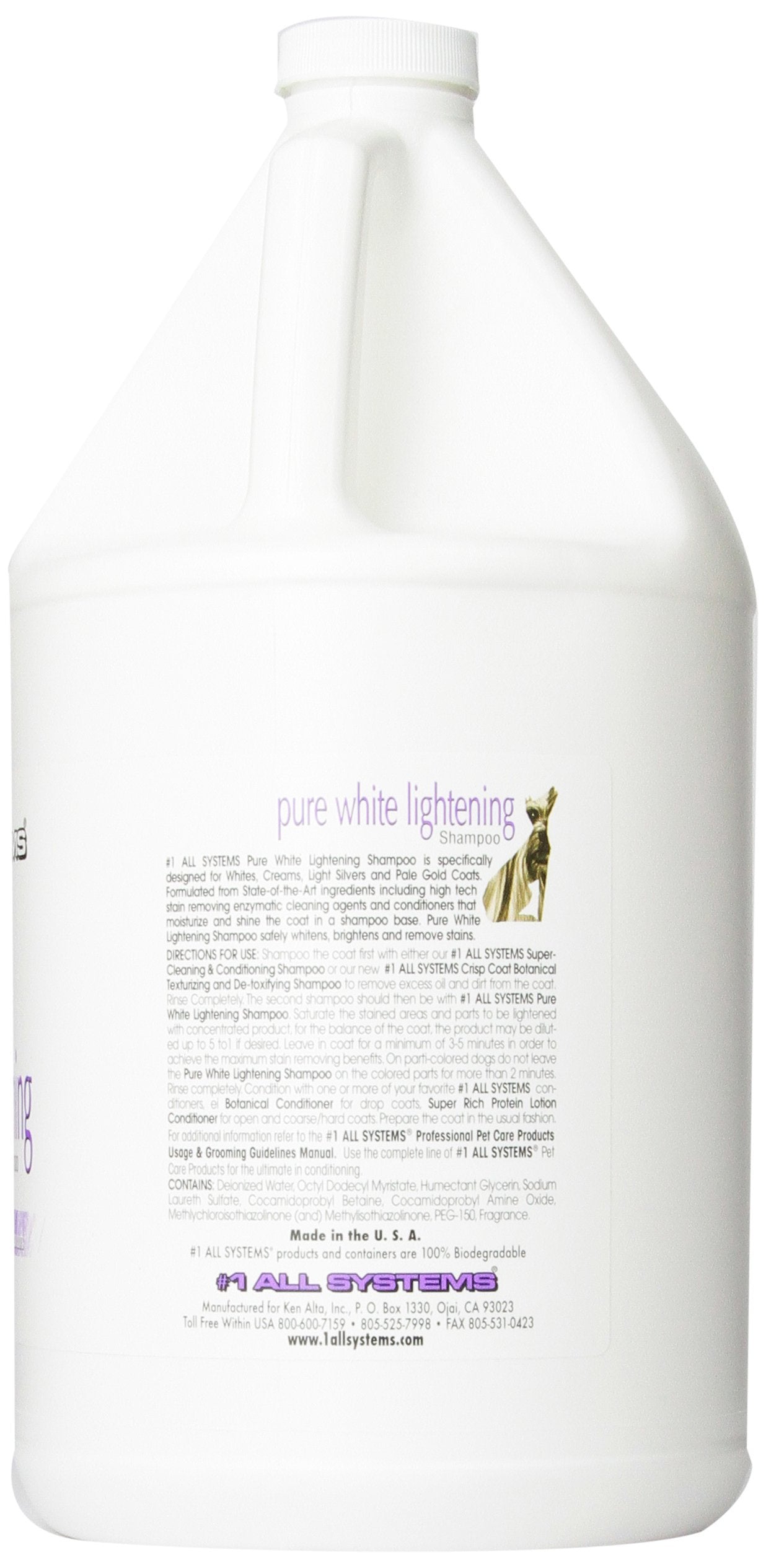 #1 All Systems Pure White Lightening Pet Shampoo, 1-Gallon