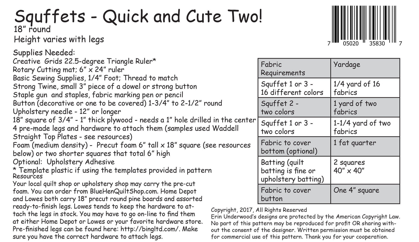 Squffets - Quick and Cute Two! Square Tuffet Pattern by Erin Underwood Quilts