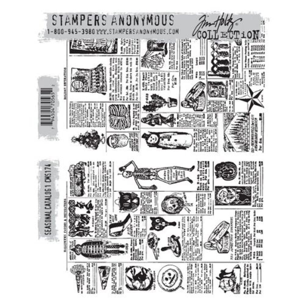 Stampers Anonymous Tim Holtz Cling Rubber Stamp Set, 7-Inch by 8.5-Inch, Seasonal Catalog Number 1