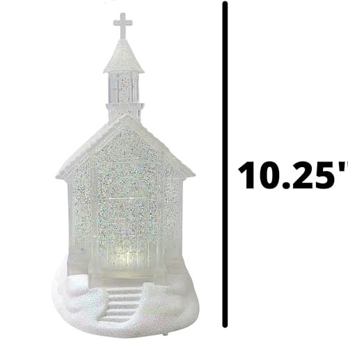 Christmas by Roman Inc., Confetti Lites Collection, 10.25" H LED Swirl Confetti Light Dome Church, Lantern, Snow Globe, Holiday Home Décor, Santa, Cardinal, Nutcracker, Snowman, Reindeer (10x6x7)
